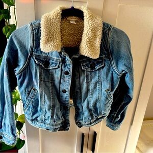 Girls size 7/8 Kat and Jack grand Jean jacket fleece lined used